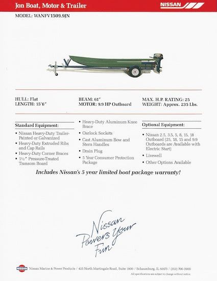Nissan Jon WNFV1509.9JN Boat Brochure