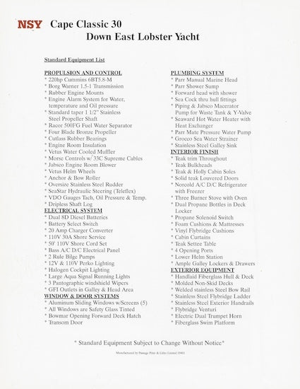 North Sea Cape Classic 30 Brochure