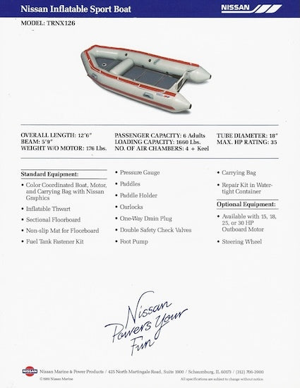 Nissan TRNX126 Inflatable Boat Brochure
