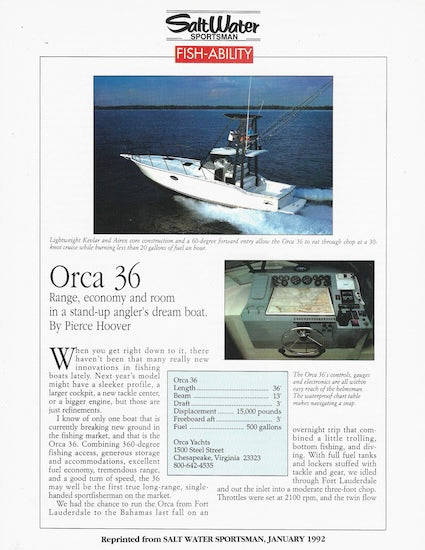 Orca 36 Brochure Package