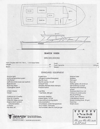 Sea Fox 29 Vixen Brochure