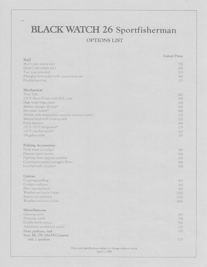 Black Watch 26 Specification Brochure