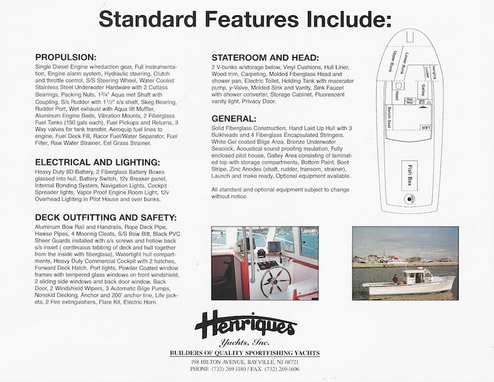 Henriques 35 Maine Coaster Fisherman Brochure