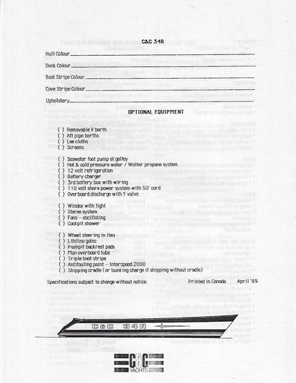 C&C 34R Specification Brochure