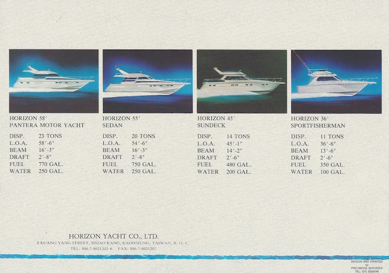 Horizon 1990s Yachts Brochure
