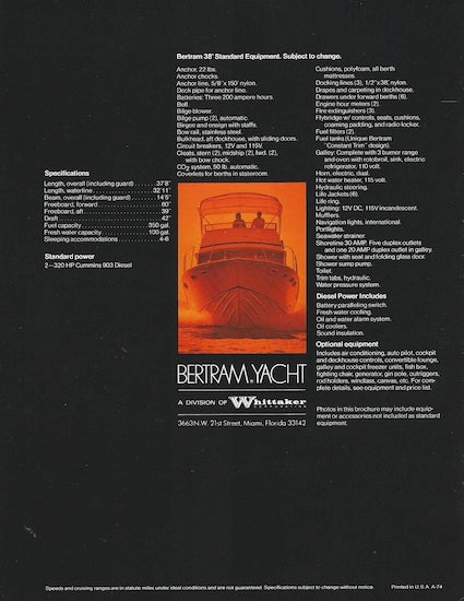 Bertram 38 Sport Fisherman Brochure