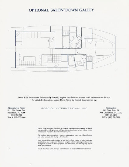 Roscioli Donzi R-54 Specification Brochure