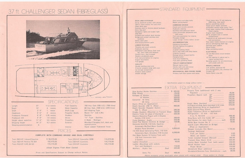 Canoe Cove 37 Challenger Specification Brochure