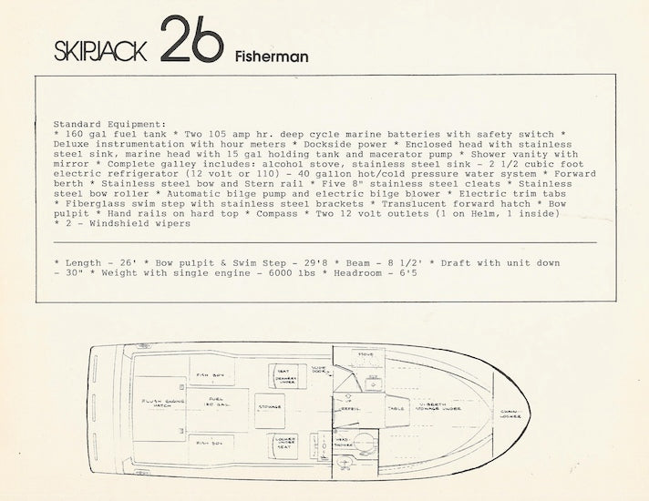 Skipjack 26 Fisherman Specification Brochure