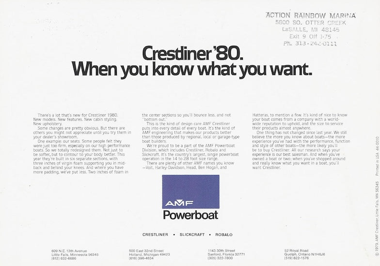Crestliner 1980 Poster Brochure