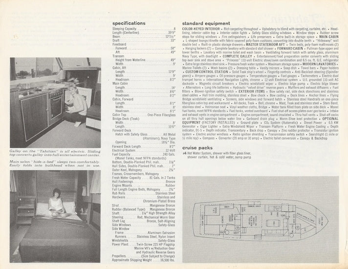 Owens Tahitian 40 Double Cabin Flying Bridge Specification Brochure