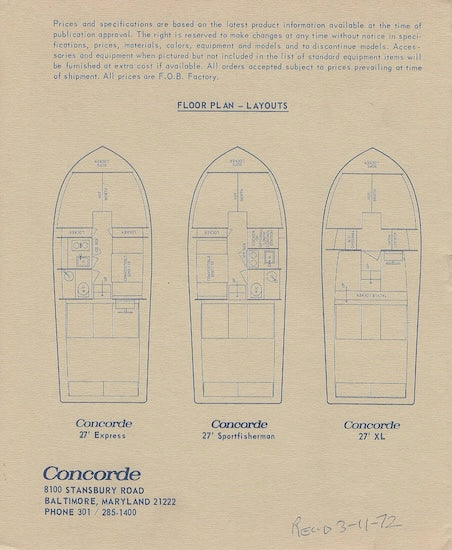 Concorde 27 Series Specification Brochure