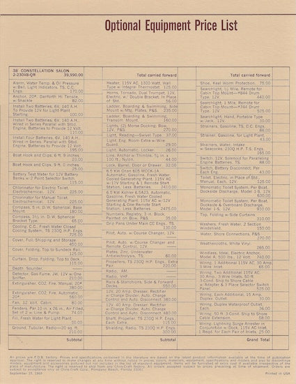 Chris Craft Constellation 38 Specification Brochure