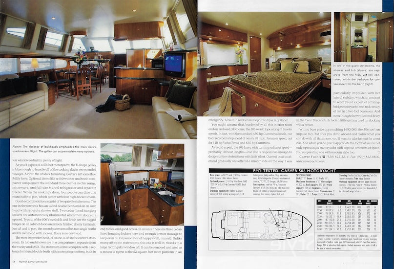 Carver 506 Power & Motoryacht Magazine Reprint Brochure