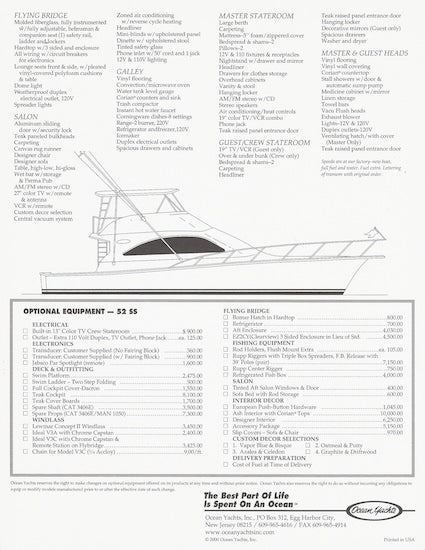 Ocean 52 Super Sport Specification Brochure