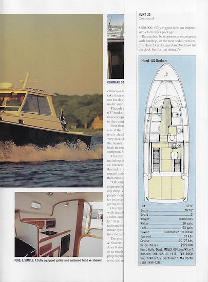 Hunt 33 Motorboat & Sailing Magazine Reprint Brochure