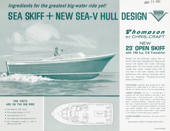 Chris Craft Thompson 23 Open Skiff Specification Brochure
