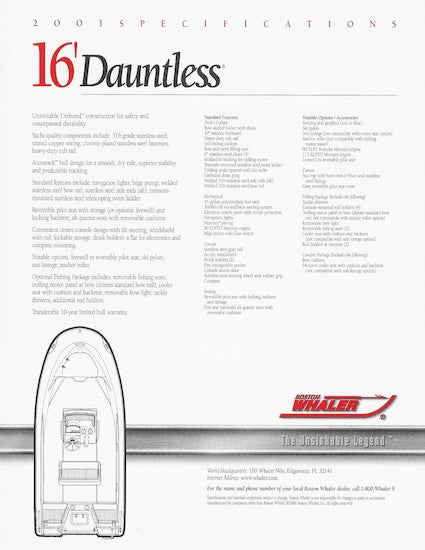 Boston Whaler Dauntless 16 Brochure