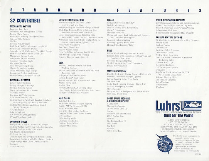 Luhrs 32 Convertible Brochure