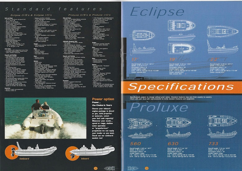 Zodiac 2001 Semi Rigid Brochure