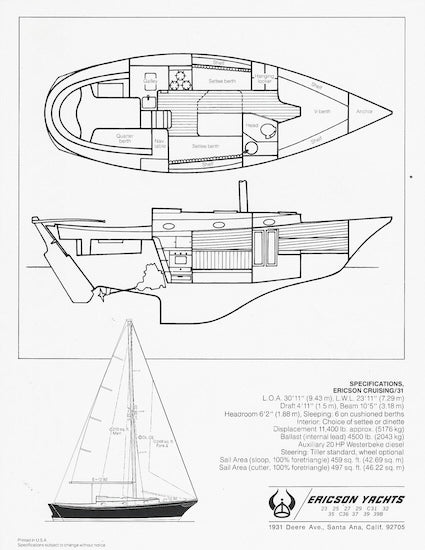 Ericson Cruising 31 Preliminary Brochure