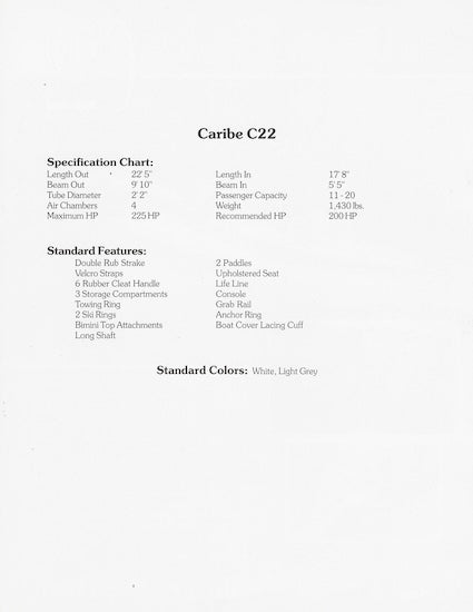 Caribe C22 Specification Brochure