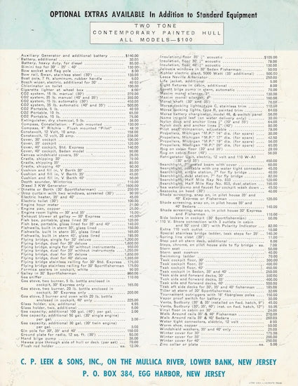 Pacemaker 1961 Price List Brochure