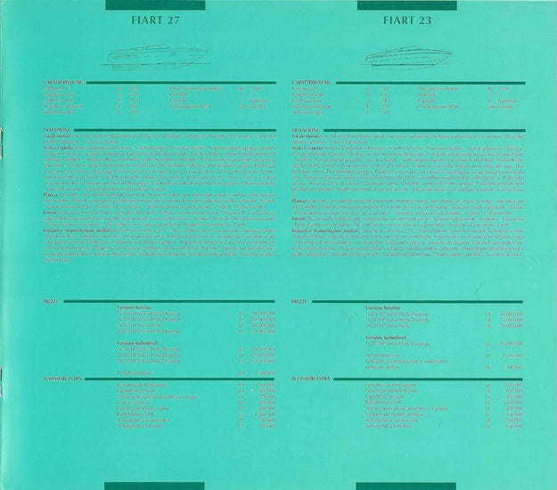 Fiart 1996 Price List Brochure