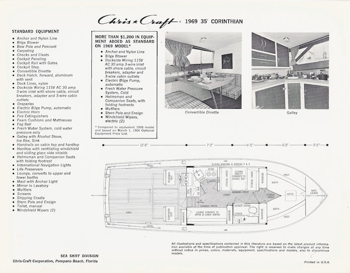 Chris Craft 1969 Sea Skiff Folder Brochure