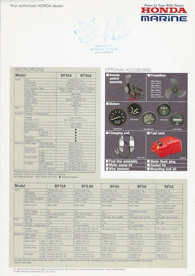 Honda 1990 Outboard Abbreviated Brochure