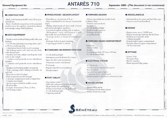 Beneteau Antares 710 Brochure