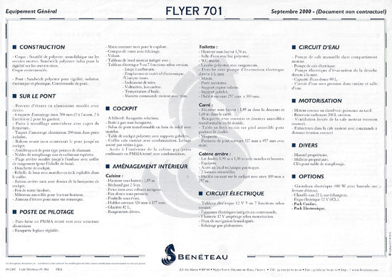 Beneteau Flyer 701 Brochure