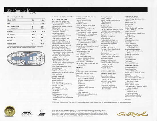 Sea Ray Sundeck 220 Brochure
