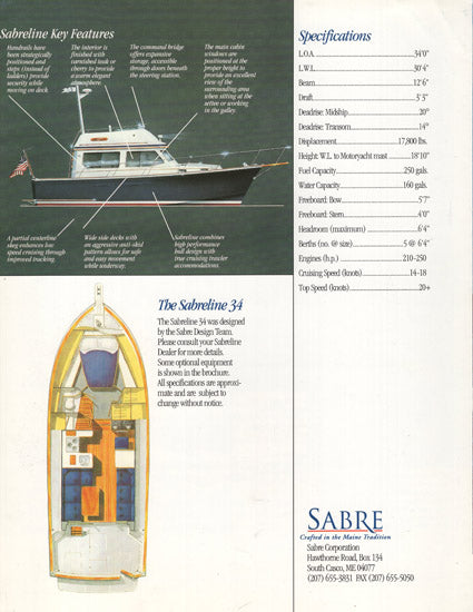Sabreline 34 Fast Trawler Brochure