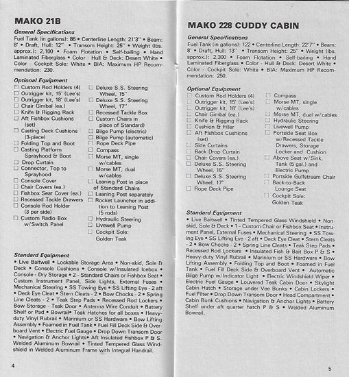 Mako 1984 Specification Brochure
