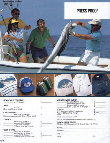 Grady White 1987 Press Proof Brochure
