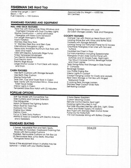 Starfire 245 Fisherman Hard Top Brochure