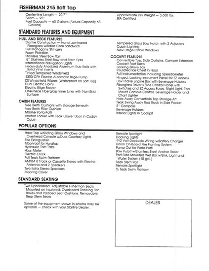 Starfire 215 Fisherman Soft Top Brochure