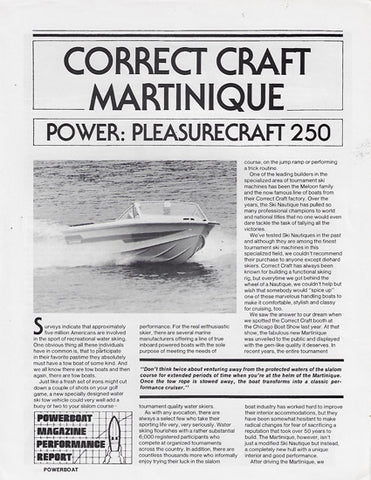 Correct Craft Martinique Powerboat Magazine Reprint Brochure