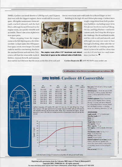 Cavileer 48 Power & Motoryacht Magazine Reprint Brochure