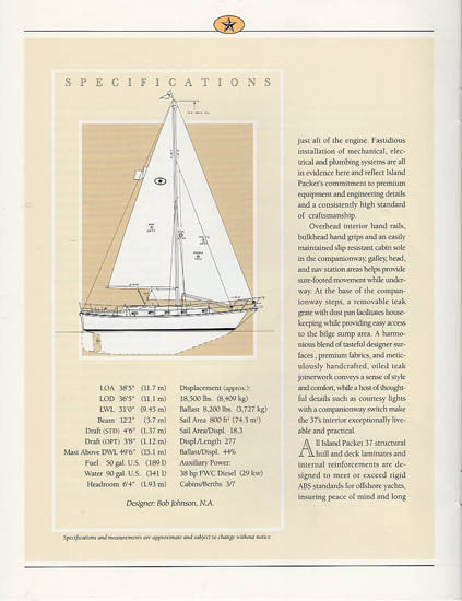 Island Packet 37 Launch Brochure