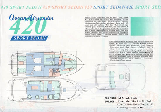 Ocean Alexander 420 Sport Sedan Specification Brochure