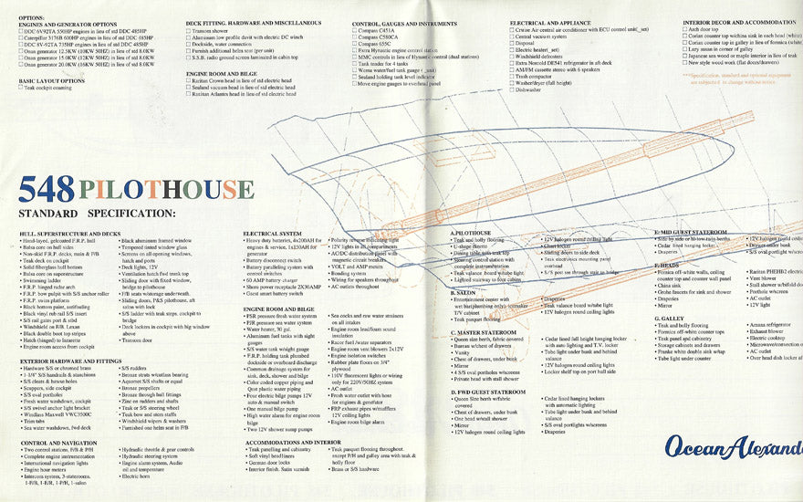 Ocean Alexander 548 Pilothouse Specification Brochure