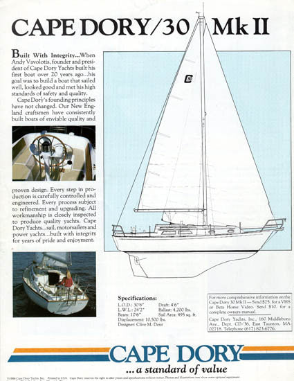 Cape Dory 30 Mark II Brochure