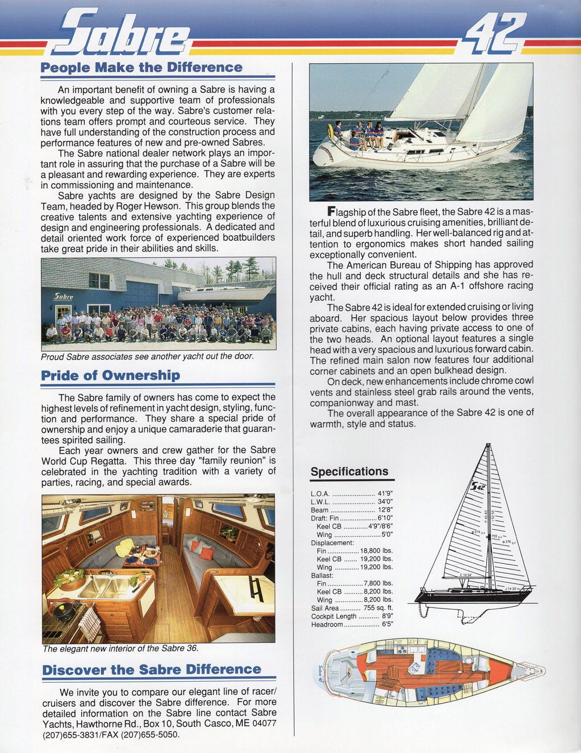 Sabre 1990 Sailing Brochure