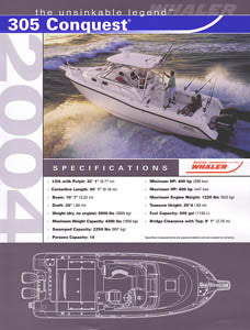 Boston Whaler 305 Conquest Specification Brochure