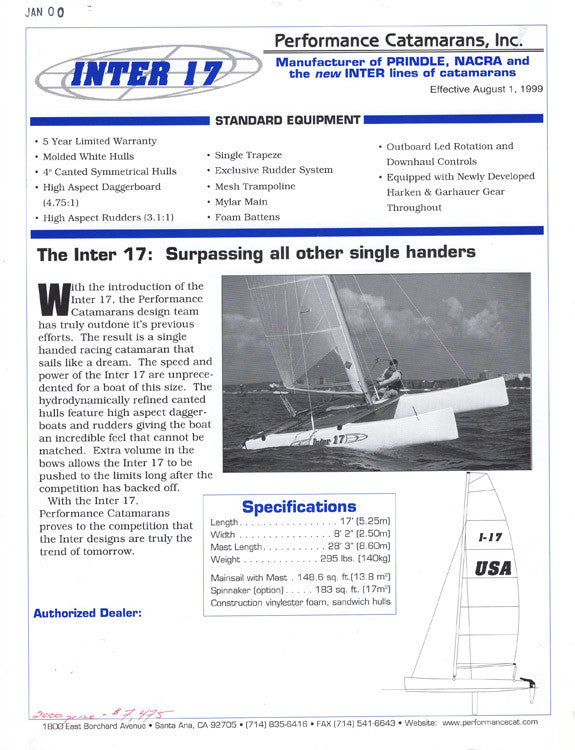 Nacra Inter 17 Specification Brochure