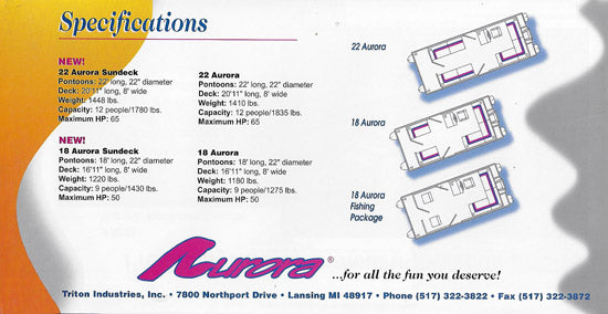 Aurora 1997 Pontoon Brochure