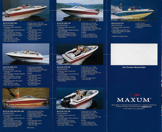 Maxum 1996 Full Line Brochure