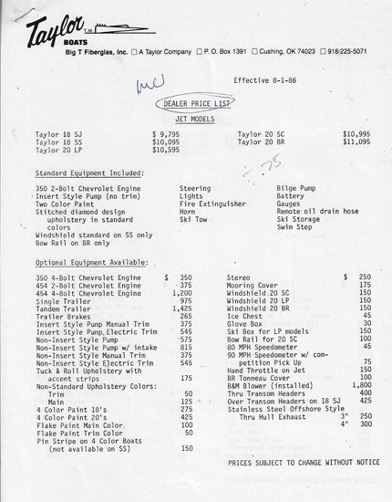 Taylor 1980s Brochure